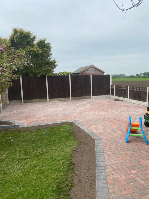 Block paving and curved edging