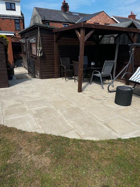Patio and timber garden structure